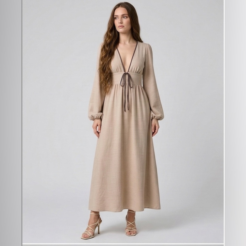 LAST ONE 🔥 Bohemian Luxe Sandstone Maxi Dress
